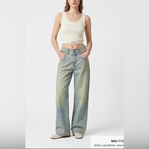 High-Waisted Designer Style Denim - Miu Miu Branded Hardware